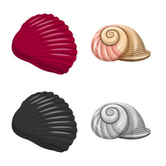 Vector illustration of animal and decoration symbol. Set of animal and ocean vector icon for stock.