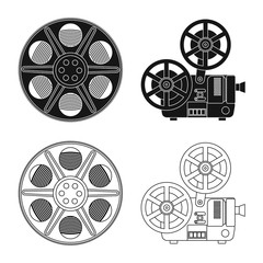 Naklejka premium Vector illustration of television and filming icon. Set of television and viewing stock symbol for web.
