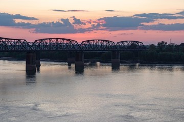 Mississippi river at sunset in October 