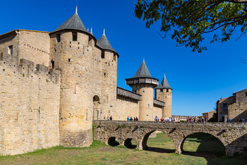 Fototapeta na wymiar CARCASSONNE / FRANCE - SEPTEMBER 12, 2019: Chateau Contal in the Old Fortress - Cité Carcassonne.