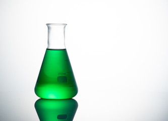 Chemical science glass on white background