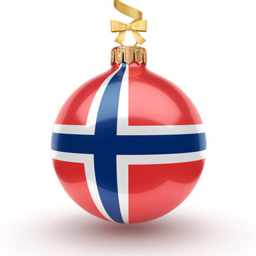 3D rendering Christmas ball with the flag of Norway