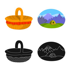 Isolated object of cookout and wildlife icon. Set of cookout and rest stock symbol for web.