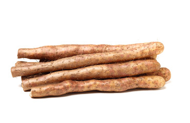 Chinese yam on white background 