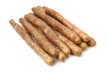 Chinese yam on white background 