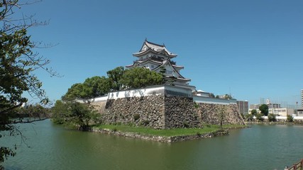 KISHIWADA, OSAKA, JAPAN - 15 SEPTEMBER 2019 : View of KISHIWADA CASTLE. The landmark of Kishiwada city. The city is famous for Danjiri festival held in September and October.