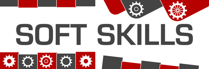 Soft Skills Red Grey Random Shapes Gears 