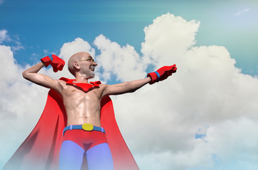  Retro style comics Superhero old man showing is power strength toon   style 3d render