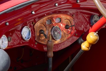 red racing classic car interior