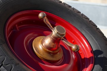 red oldtimer spare wheel detail