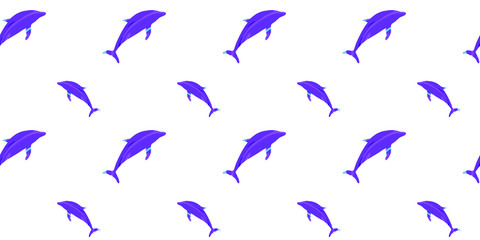 Dolphins. Funny cartoon colored seamless pattern.