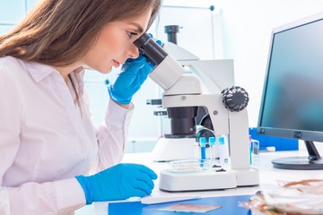 Young woman in food quality control lab