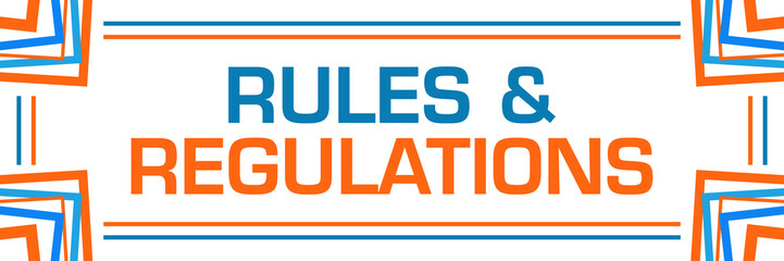 Rules And Regulations Blue Orange Random Borders Horizontal 