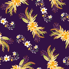 Naklejka na ściany i meble Floral seamless pattern with bouquets of flowers.