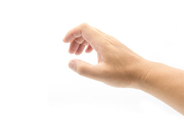 Close-up of a grabbed hand isolated on white background