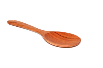 Wooden spoon isolated on the white background.