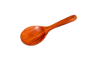 Wooden spoon isolated on the white background.