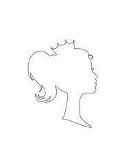 Princess or Queen Profile Silhouette with Crown