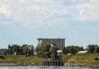 Uglich. Yaroslavl region. Gateway node at the Uglich hydroelectric power station.