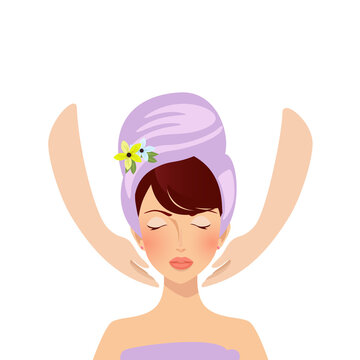 recommend clip art: woman apply spa massage or cosmetics procedures