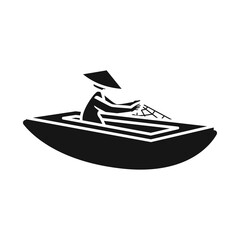 Vector illustration of boat and vietnamese sign. Set of boat and water vector icon for stock.