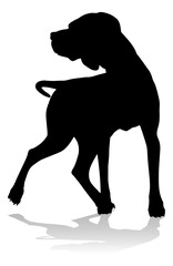 A detailed animal silhouette of a pet dog