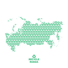 Russia map made from recycling symbol. Environmental concept