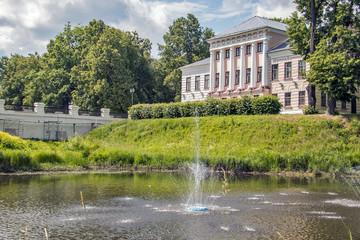 Uglich Kremlin. View of the historic building of the city Council from the S-shaped brook Stone.