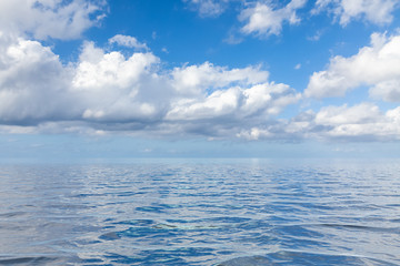 Naklejka na ściany i meble blue sky with white clouds over the sea