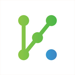 Letter K molecule logo design, digitial technology vector icon