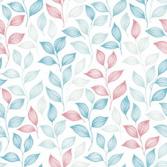 Fototapeta premium Wrapping tea leaves pattern seamless vector illustration.