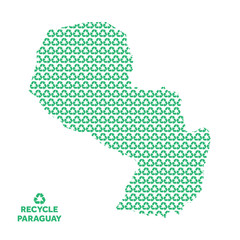 Paraguay map made from recycling symbol. Environmental concept