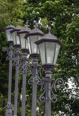 Uglich. The Volga River Embankment. A slender row of beautiful lanterns. Rhythm. Prospect