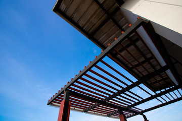 canopy from wooden levels against the sky