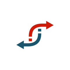 Rotating, circular, cyclic arrows. Spin, twist, rotation, change, sync, synchronization, reverse, refresh, swap, update concept. Vector illustration