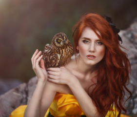  Tale of a girl with an owl in a mystical forest