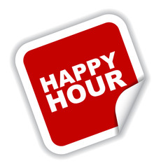 red vector banner happy hour