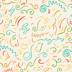 Materiał do szycia Seamless background with colorful flourishes in style of 80s pattern.