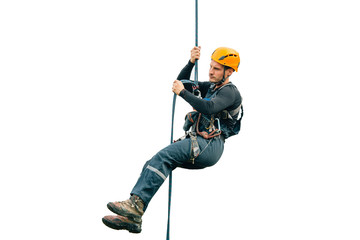 Industrial climber isolated on white background