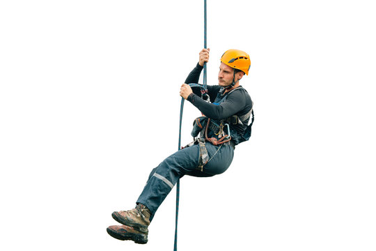 Industrial climber isolated on white background