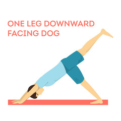 One leg downward facing dog yoga pose. Fitness exercise