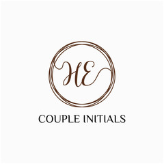 Letter HE logo template. Creative fashion logo design, couple letter , beauty icon. Initial handwriting or handwritten logo for identity. Logo with hand drawn style. wedding concept -vector