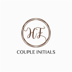 Letter HF logo template. Creative fashion logo design, couple letter , beauty icon. Initial handwriting or handwritten logo for identity. Logo with hand drawn style. wedding concept -vector