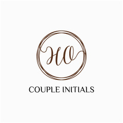 Letter HO logo template. Creative fashion logo design, couple letter , beauty icon. Initial handwriting or handwritten logo for identity. Logo with hand drawn style. wedding concept -vector