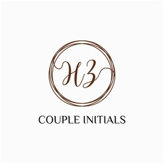 Letter HZ logo template. Creative fashion logo design, couple letter , beauty icon. Initial handwriting or handwritten logo for identity. Logo with hand drawn style. wedding concept -vector