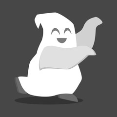 Ghost character. Spooky halloween silhouette. Horror costume