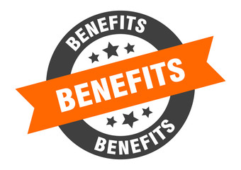 Fototapeta premium benefits sign. benefits orange-black round ribbon sticker