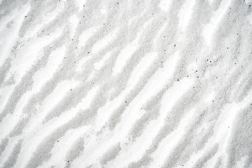 Fototapeta na wymiar Snow field with ripples closeup in afternoon forest