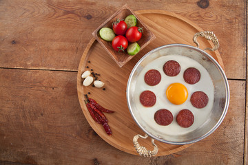 Egg with sausage for breakfast