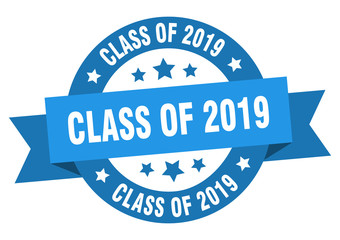 class of 2019 ribbon. class of 2019 round blue sign. class of 2019